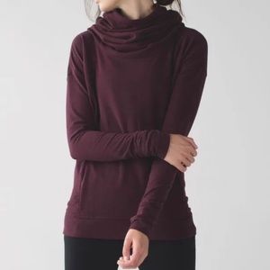 Lululemon Stress Less maroon hooded pullover cowl neck sweatshirt